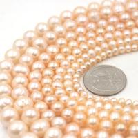 Natural Freshwater Pearl Loose Beads, Slightly Round, DIY pink Approx 36 cm 