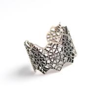 Anillo de dedo Zirconia Micro Pave Sterling Silver Cubic, Plata de ley 925, Joyería & micro arcilla de zirconia cúbica & para mujer & hueco, tamaño:7, Vendido por UD