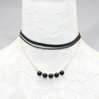 Collar Multi de la capa, aleación de zinc, con cordón de cuero, tres capas & Joyería & para mujer, longitud:aproximado 11.81 Inch, aproximado 12.99 Inch, aproximado 14.17 Inch, Vendido por UD