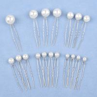 Bâton de cheveux, alliage de zinc, avec perle de plastique, 18 PCS. & bijoux de mode & pour femme, plus de couleurs à choisir, 70*8-18mm, Vendu par fixé