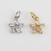 Cubic Zirconia Brass Pendants, with Cubic Zirconia, Star, plated, DIY 