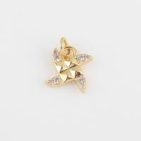 Cubic Zirconia Brass Pendants, with Cubic Zirconia, Pinwheel, gold color plated, DIY 