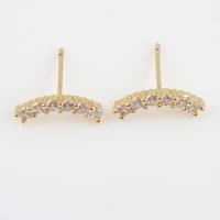 Cubic Zirconia Micro Pave Brass Earring, with Cubic Zirconia, gold color plated, for woman 