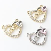 Rhinestone Zinc Alloy Connector, Heart, plated, DIY & with rhinestone Approx 