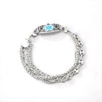 Stainless Steel Chain Bracelets, 304 Stainless Steel, plated, micro pave cubic zirconia & for woman 