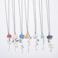 Stainless Steel Jewelry Necklace, 304 Stainless Steel, Flower, plated & for woman & enamel 