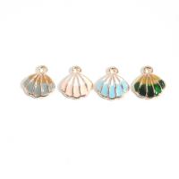 Zinc Alloy Enamel Pendants, Shell, gold color plated, DIY Approx 