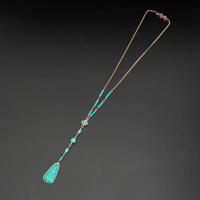 Collier turquoise en alliage de Zinc , avec turquoise, bijoux de mode & pour femme & avec strass Environ 21.65 pouce, Vendu par PC