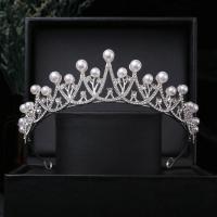 Bridal Tiaras, Zinc Alloy, with Plastic Pearl, fashion jewelry & for woman & with rhinestone, silver color, Inner Approx 140mm 