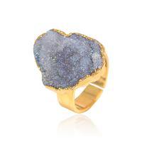 Anillo de Ágata, metal, con Ágata de cuarzo de hielo, chapado en color dorado, enviado al azar & Joyería & para mujer, 20x27mm, Vendido por UD