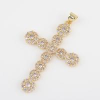 Cubic Zirconia Brass Pendants, with Cubic Zirconia, Cross, gold color plated, DIY 