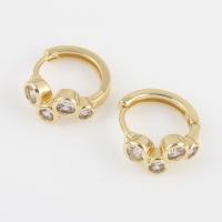 Cubic Zircon Brass Earring, with Cubic Zirconia, gold color plated, for woman 