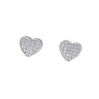 Silver Earring Zircon pavent Sterling, argent sterling 925, coeur, Placage, DIY & pavé de micro zircon, argent Vendu par paire