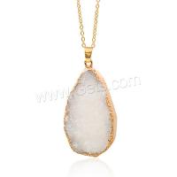 Agate Brass Pendants, with Ice Quartz Agate, Teardrop, plated, DIY 15-30x28-45mm 