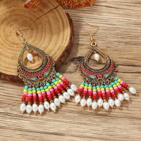 Glass Seed Beads Earring, Seedbead, with Plastic Pearl & Iron & Zinc Alloy, fashion jewelry & for woman 