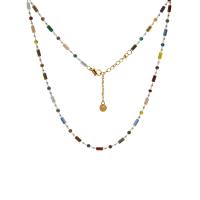 Collar de la joyería de titanio, Partículas de acero, con Cuarzo natural, con 5cm extender cadena, para mujer, multicolor, longitud:39 cm, Vendido por Sarta