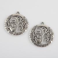 Zinc Alloy Flat Round Pendants, plated, DIY & hollow Approx 1.8mm 