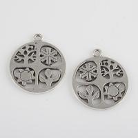 Zinc Alloy Flat Round Pendants, plated, DIY & hollow Approx 1.9mm 