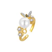 Anillo de dedo Zirconia Micro Pave Sterling Silver Cubic, Plata de ley 925, con Shell Pearl, Joyería & micro arcilla de zirconia cúbica & para mujer, 8mm, Vendido por UD