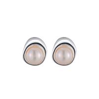 Argent sterling 925 boucle d oreille dormeuse, avec Shell Pearl, bijoux de mode & pour femme Vendu par paire