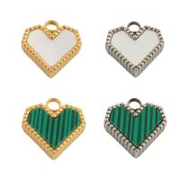 Stainless Steel Heart Pendants, 304 Stainless Steel, with Synthetic Malachite & Shell, Vacuum Ion Plating, fashion jewelry & Unisex Approx 2mm 