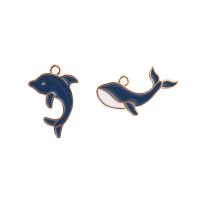 Zinc Alloy Enamel Pendants, Dolphin, KC gold color plated, DIY Approx 