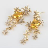 Cubic Zircon Brass Earring, with Cubic Zirconia, plated, for woman 