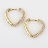 Cubic Zircon Brass Earring, with Cubic Zirconia, gold color plated, for woman 