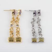 Cubic Zircon Brass Earring, with Cubic Zirconia, plated, for woman 