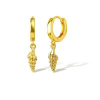 Aro aro gota pendiente, metal, Concha, chapado en oro real, para mujer, dorado, Vendido por Par