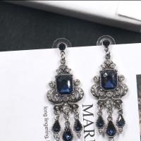 Boucle d'oreille de zinc alliage strass goutte, alliage de zinc, bijoux de mode & avec strass, Vendu par paire