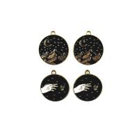 Zinc Alloy Enamel Pendants, Flat Round, gold color plated, DIY Approx 