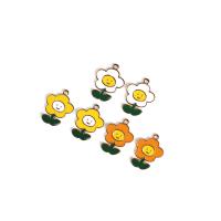 Zinc Alloy Enamel Pendants, Flower, gold color plated, DIY Approx 