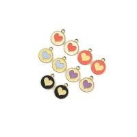 Zinc Alloy Enamel Pendants, Flat Round, gold color plated, DIY Approx 