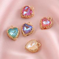 Rhinestone Brass Pendants, with Glass Rhinestone, Heart, plated, DIY Approx 2mm 