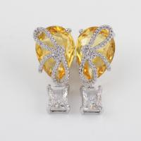 Cubic Zircon Brass Earring, with Cubic Zirconia, plated, for woman 