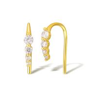 Brass Hook Earwire, real gold plated, micro pave cubic zirconia & for woman 