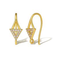 Brass Hook Earwire, real gold plated, micro pave cubic zirconia & for woman, gold 