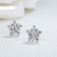 Zinc Alloy Rhinestone Stud Earring, Snowflake, plated, fashion jewelry & for woman & with rhinestone 8mm 