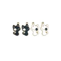 Zink Legierung Emaille Anhänger , Zinklegierung, Katze, goldfarben plattiert, DIY, keine, 15x24mm, ca. 100PCs/Tasche, verkauft von Tasche