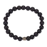 Lava Bead Bracelet, with Brass, Round, fashion jewelry & Unisex, black, 8mm Approx 18 cm 