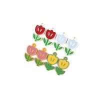 Zink Legierung Emaille Anhänger , Zinklegierung, Blume, Spritzlackierung, DIY, keine, 11x22mm, ca. 100PCs/Tasche, verkauft von Tasche