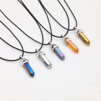 Natural Quartz Pendants, with Zinc Alloy, Bullet, plated, DIY 