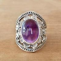 Zinc Alloy Finger Ring, with Amethyst, fashion jewelry 