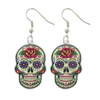 Acrylic Drop Earring, iron earring hook, Skull, Halloween Jewelry Gift & for woman, 56mm 