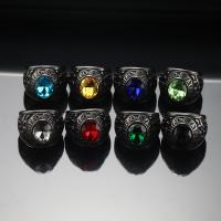 Anillo de dedo de acero Titanium de, Partículas de acero, chapado, diverso tamaño para la opción & para hombre & con diamantes de imitación, más colores para la opción, tamaño:7-13, Vendido por UD