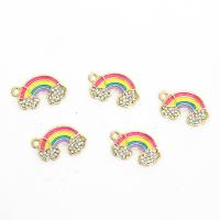 Zink Legierung Emaille Anhänger , Zinklegierung, Regenbogen, goldfarben plattiert, DIY & mit Strass, gemischte Farben, 13x20mm, ca. 100PCs/Tasche, verkauft von Tasche