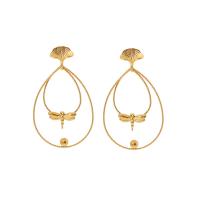 Stainless Steel Drop Earring, 304 Stainless Steel, 18K gold plated, fashion jewelry & for woman, golden 