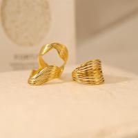 Anillo de dedo de acero Titanium de, Partículas de acero, 18K chapado en oro, Joyería & diferentes estilos para la opción & para mujer, dorado, Vendido por UD