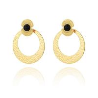 Boucles d'oreilles en acier titane, avec Pierre naturelle, Plaqué d'or 18K, bijoux de mode & pour femme, doré Vendu par paire